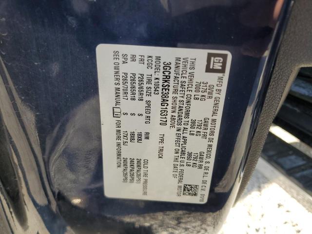 2010 Chevrolet Silverado K1500 Lt VIN: 3GCRKSE38AG163170 Lot: 58210884