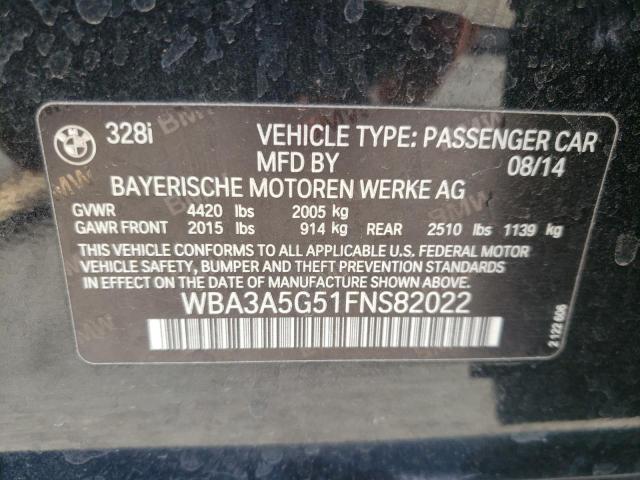 2015 BMW 328 I VIN: WBA3A5G51FNS82022 Lot: 60953004