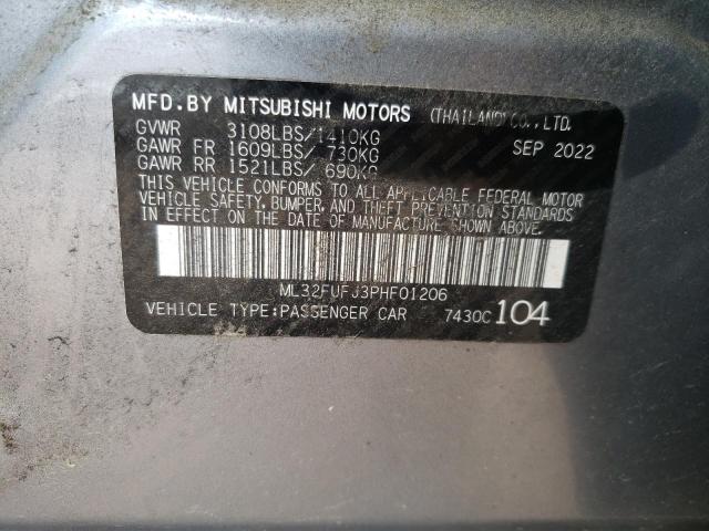 2023 Mitsubishi Mirage G4 Es VIN: ML32FUFJ3PHF01206 Lot: 57362774