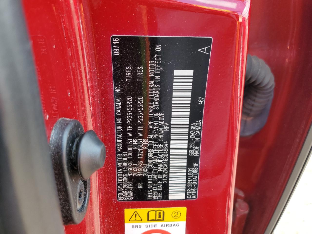 2T2BZMCA4GC049644 2016 Lexus Rx 350 Base