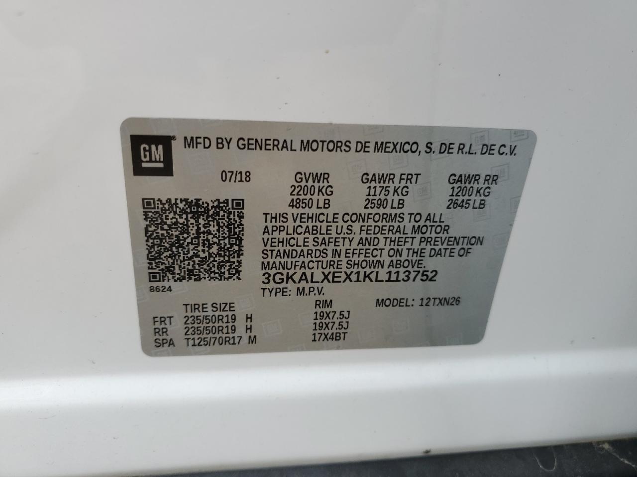 3GKALXEX1KL113752 2019 GMC Terrain Denali