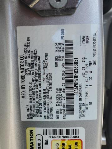 VIN 3FA6P0H78HR363851 2017 FORD FUSION no.12