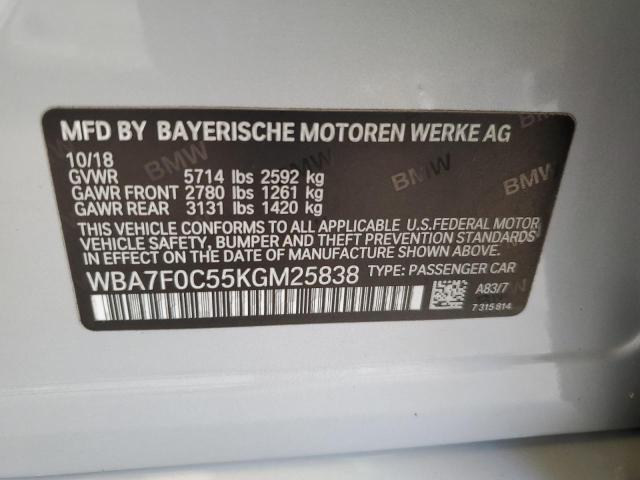 VIN WBA7F0C55KGM25838 2019 BMW 7 Series, 750 I no.13