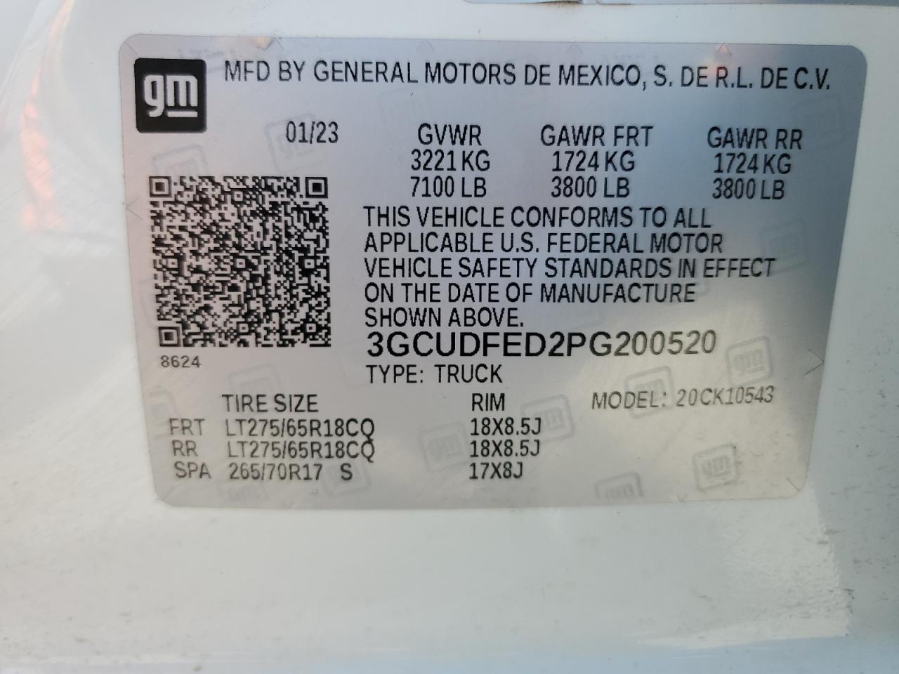 3GCUDFED2PG200520 2023 Chevrolet Silverado K1500 Lt Trail Boss