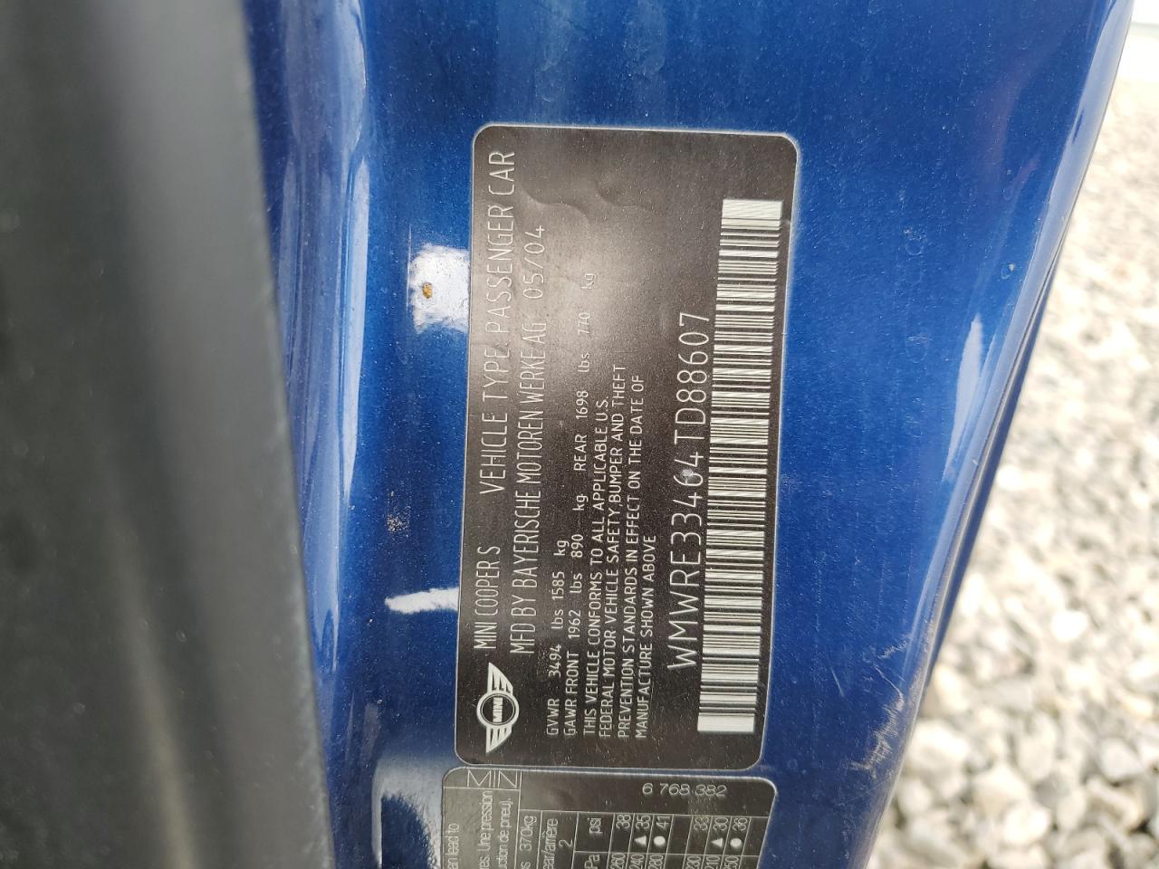 WMWRE33464TD88607 2004 Mini Cooper S