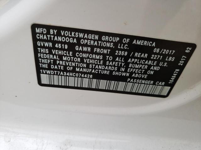 2017 Volkswagen Passat R-Line VIN: 1VWDT7A34HC074426 Lot: 59271494