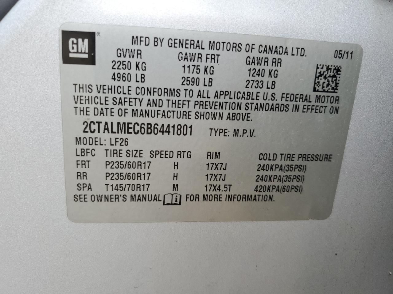 2CTALMEC6B6441801 2011 GMC Terrain Sle