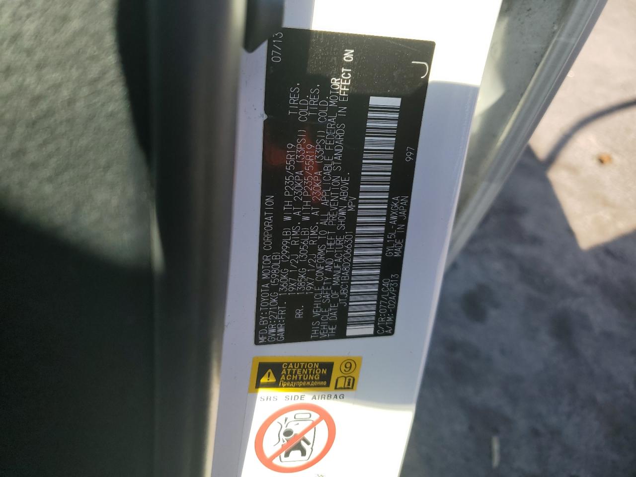 JTJBC1BA8D2066301 2013 Lexus Rx 450