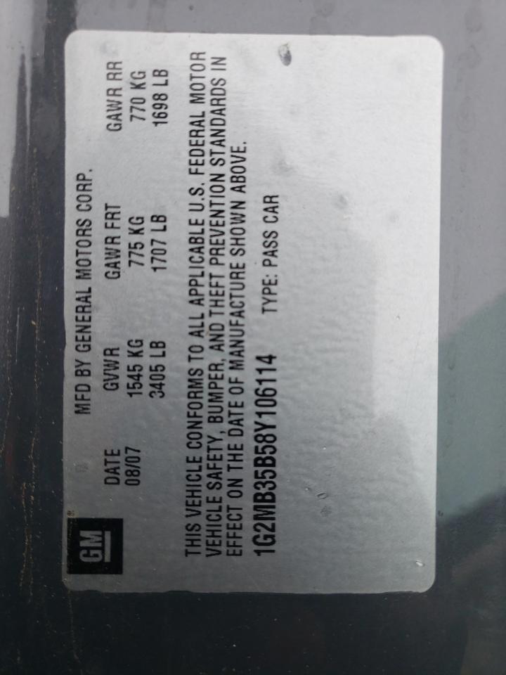 1G2MB35B58Y106114 2008 Pontiac Solstice