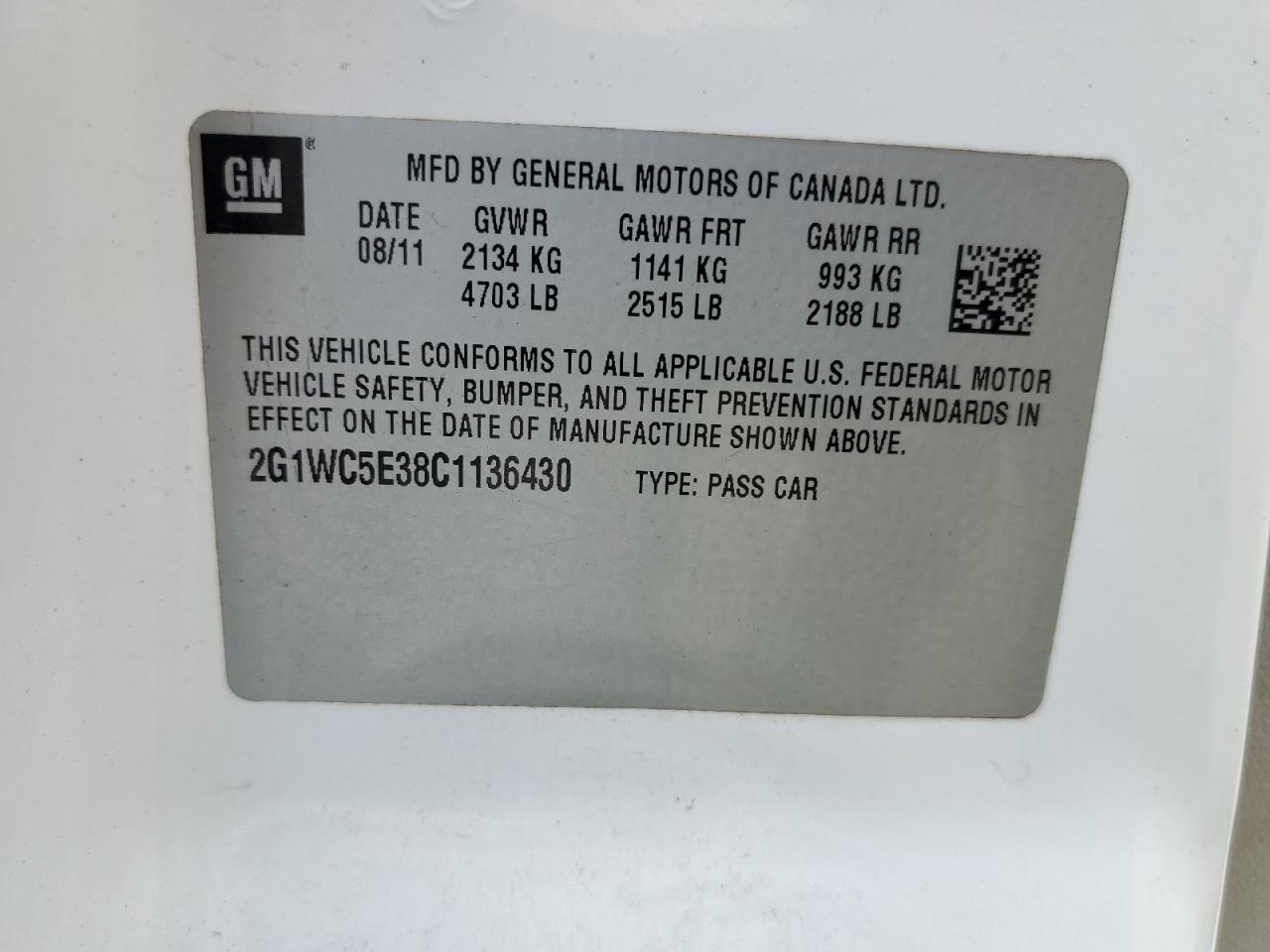 2G1WC5E38C1136430 2012 Chevrolet Impala Ltz