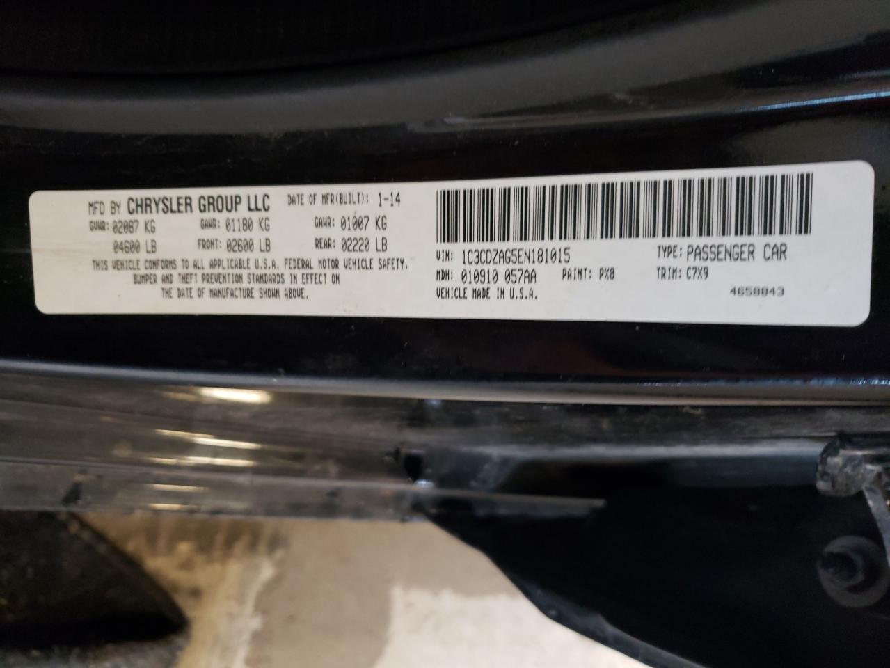 1C3CDZAG5EN181015 2014 Dodge Avenger Se