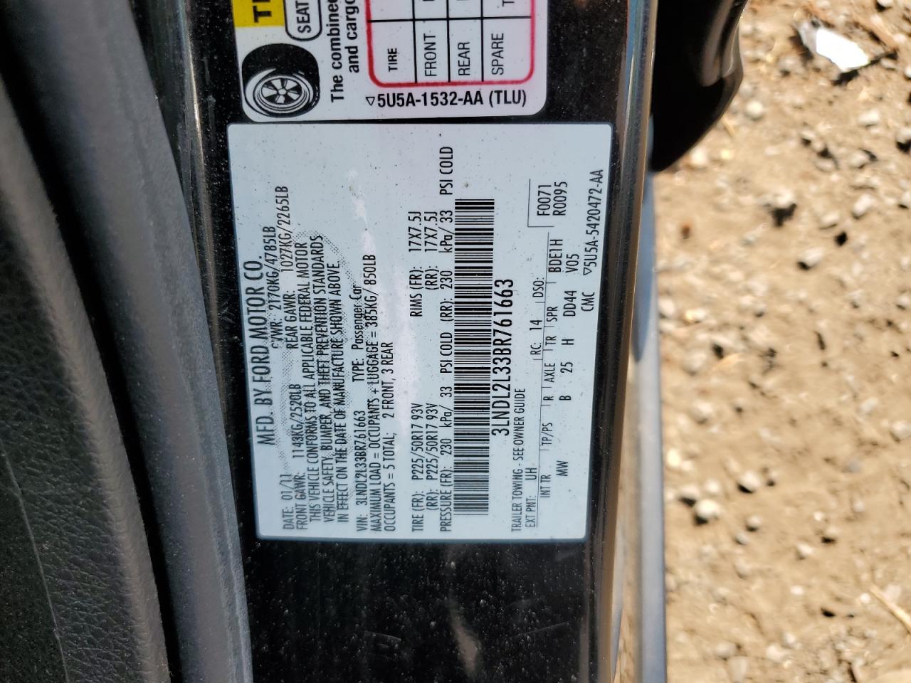 3LNDL2L33BR761663 2011 Lincoln Mkz Hybrid