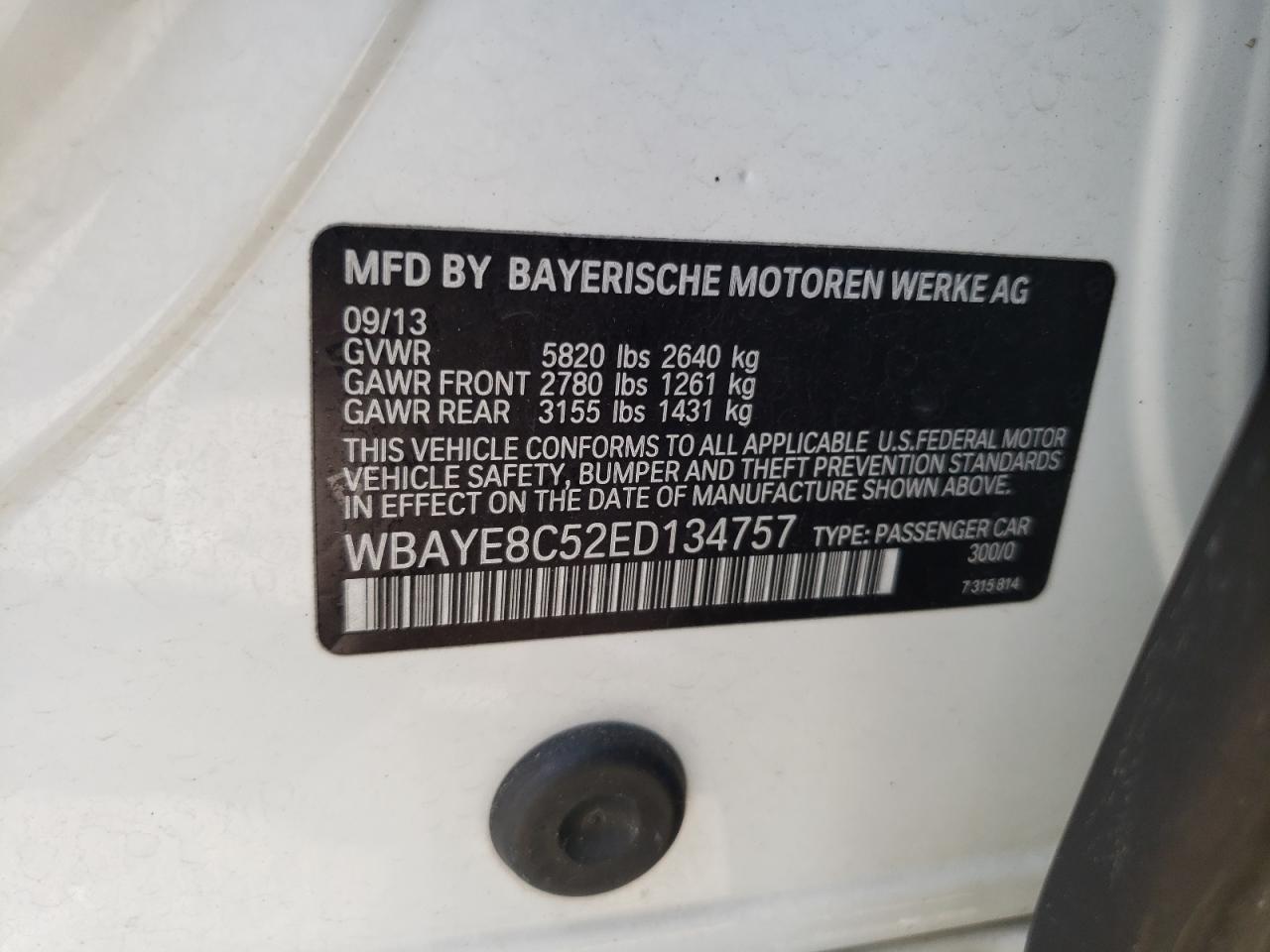 WBAYE8C52ED134757 2014 BMW 750 Li