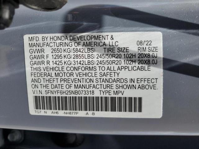 2022 HONDA PILOT SE - 5FNYF6H25NB073318