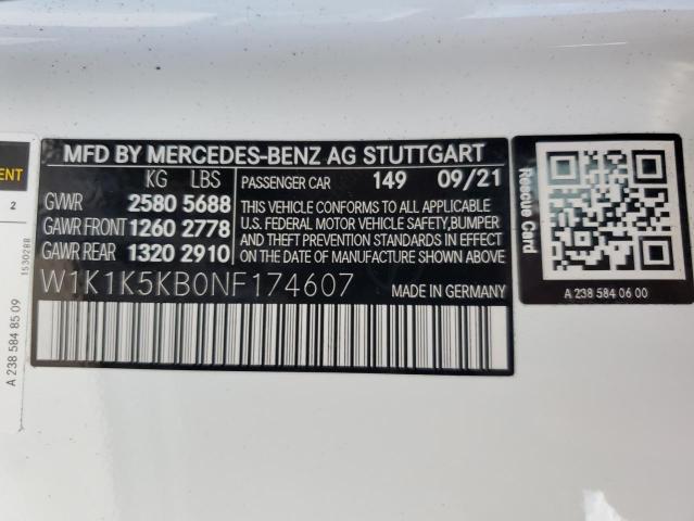 2022 Mercedes-Benz E 450 4Matic VIN: W1K1K5KB0NF174607 Lot: 55965084