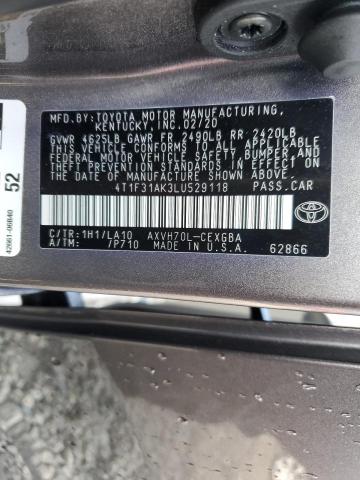 VIN 4T1F31AK3LU529118 2020 Toyota Camry, Xle no.12