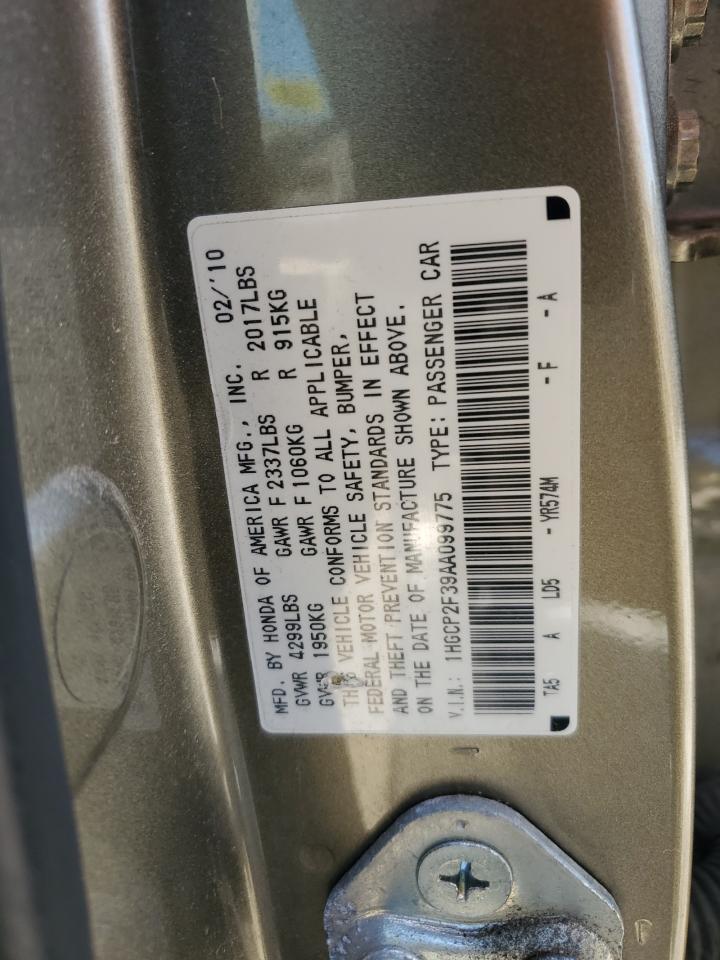 1HGCP2F39AA099775 2010 Honda Accord Lx