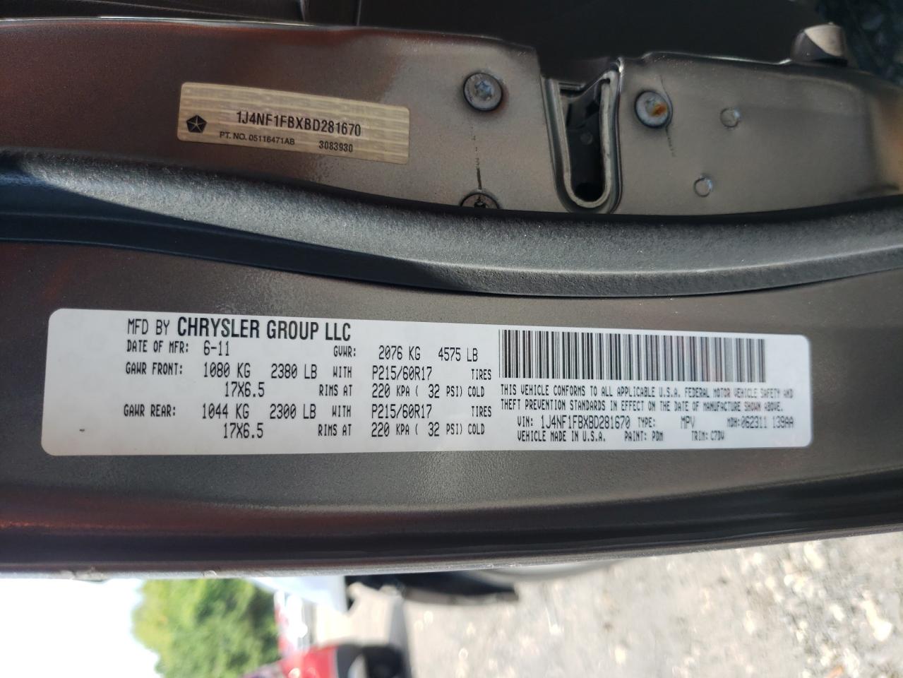 1J4NF1FBXBD281670 2011 Jeep Compass Sport