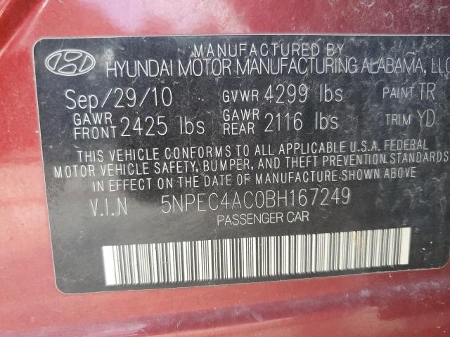 2011 Hyundai Sonata Se VIN: 5NPEC4AC0BH167249 Lot: 59709344