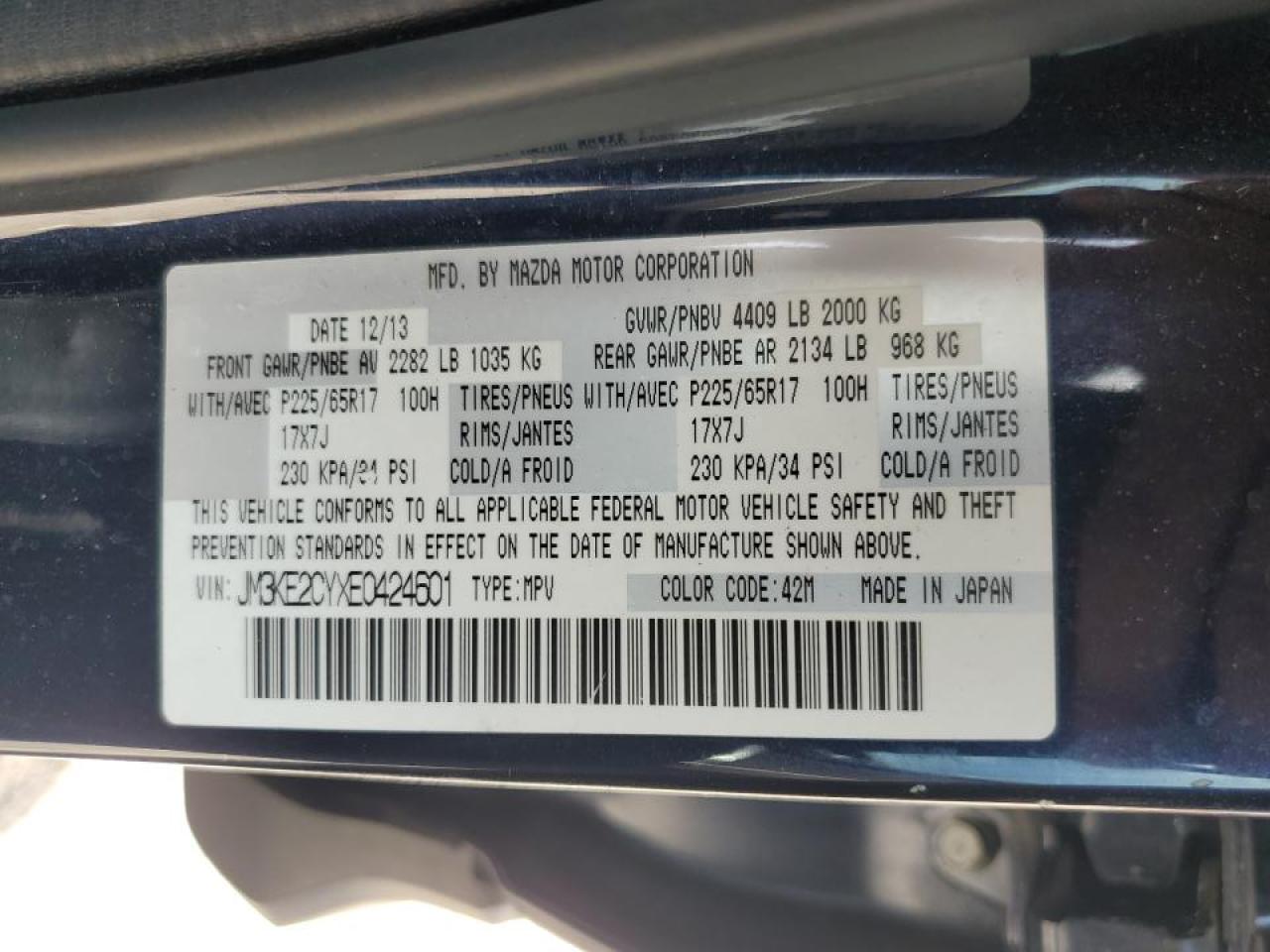 JM3KE2CYXE0424601 2014 Mazda Cx-5 Touring