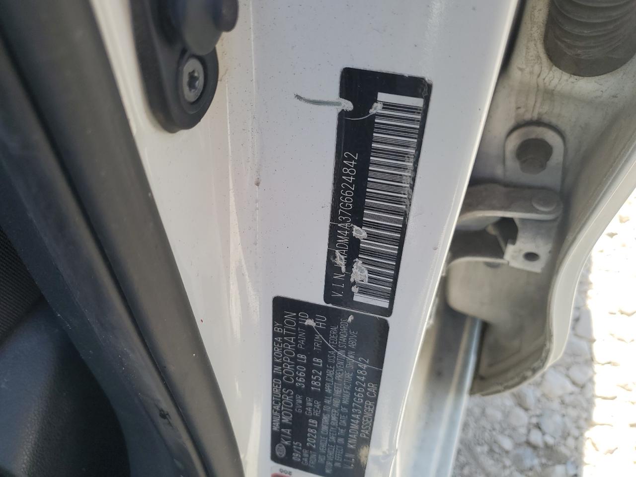 KNADM4A37G6624842 2016 Kia Rio Lx