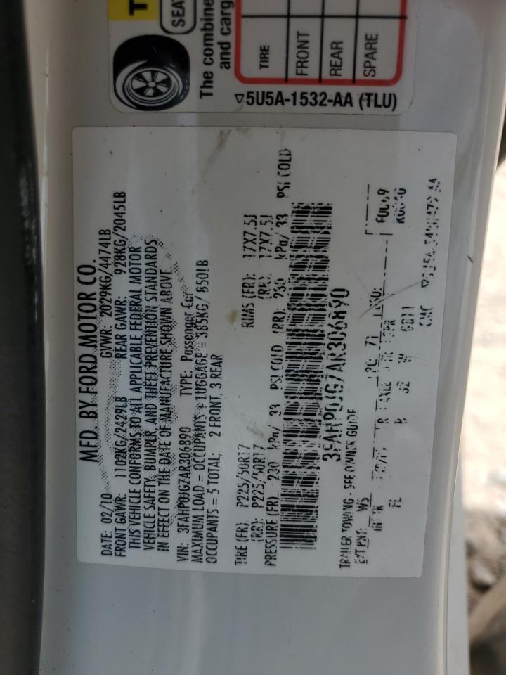 3FAHP0JG7AR306890 2010 Ford Fusion Sel