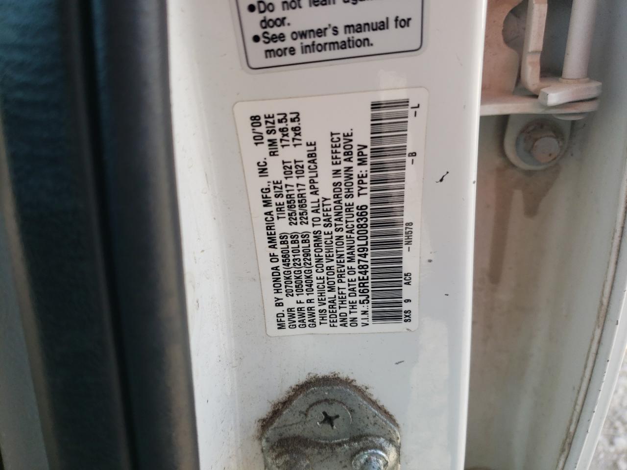 5J6RE48749L008366 2009 Honda Cr-V Exl