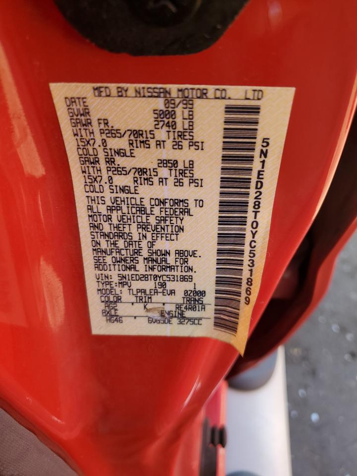 5N1ED28T0YC531869 2000 Nissan Xterra Xe