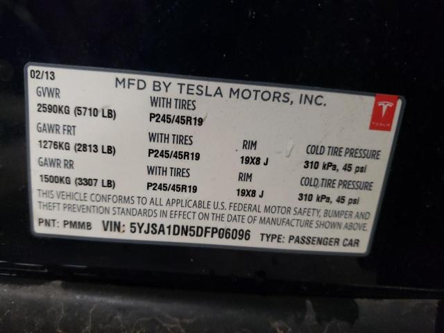 2013 Tesla Model S VIN: 5YJSA1DN5DFP06096 Lot: 58345654