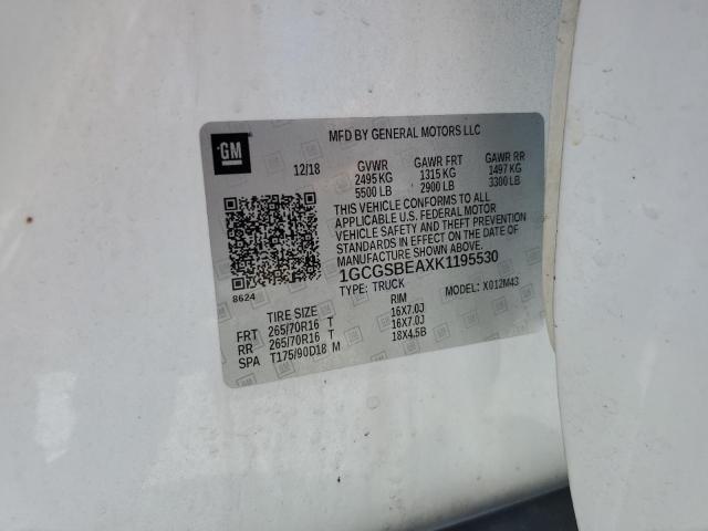 2019 Chevrolet Colorado VIN: 1GCGSBEAXK1195530 Lot: 59853374