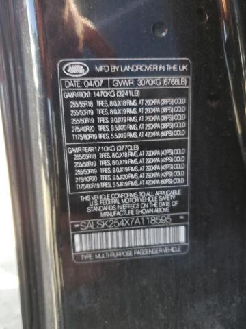 2007 Land Rover Range Rover Sport Hse VIN: SALSK254X7A118595 Lot: 58341704