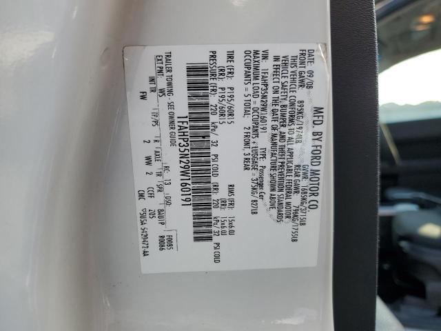 2009 Ford Focus Se VIN: 1FAHP35N29W160191 Lot: 57279854