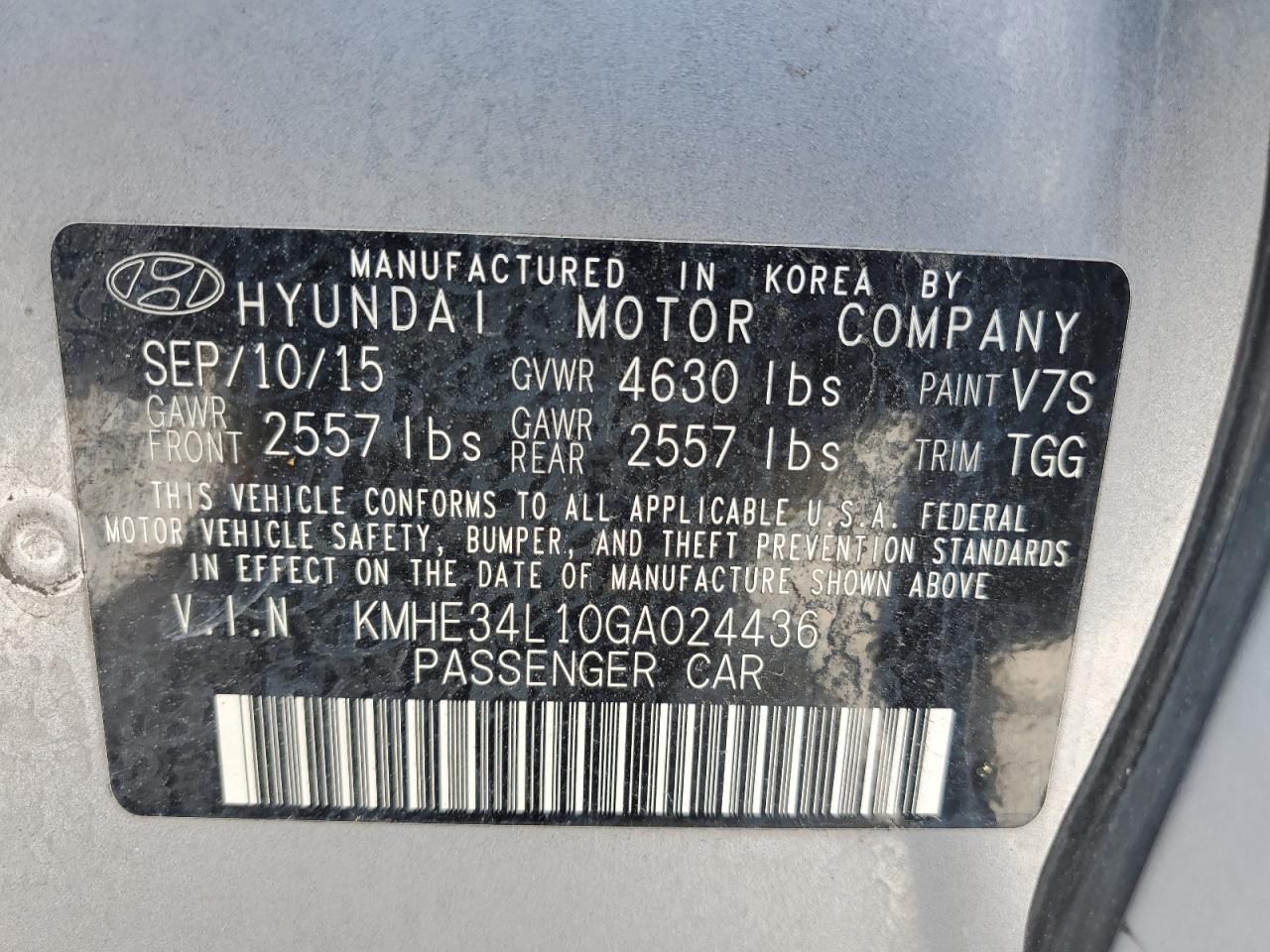 KMHE34L10GA024436 2016 Hyundai Sonata Hybrid