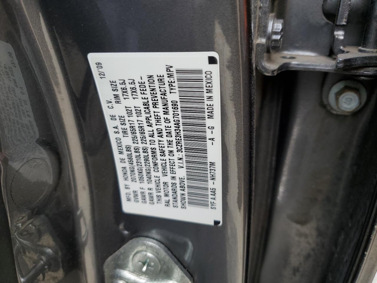 3CZRE3H34AG701690 2010 Honda Cr-V Lx