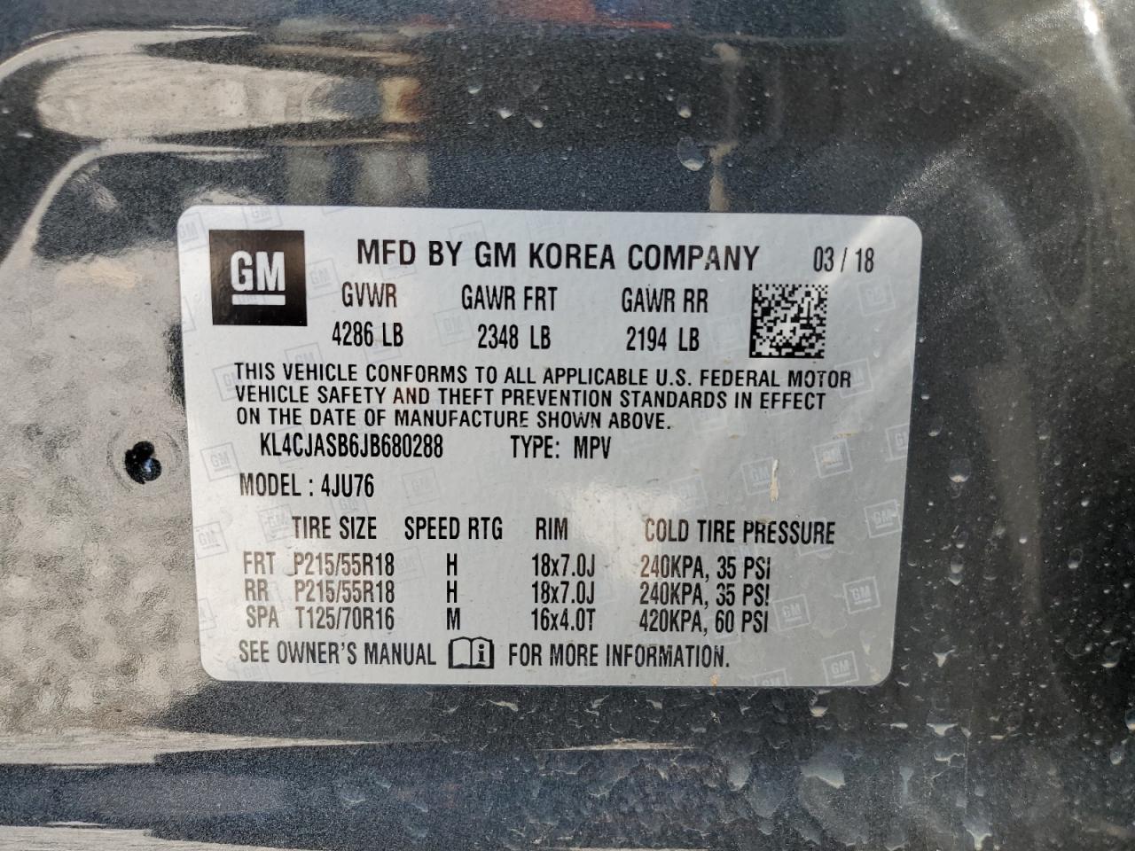 KL4CJASB6JB680288 2018 Buick Encore Preferred