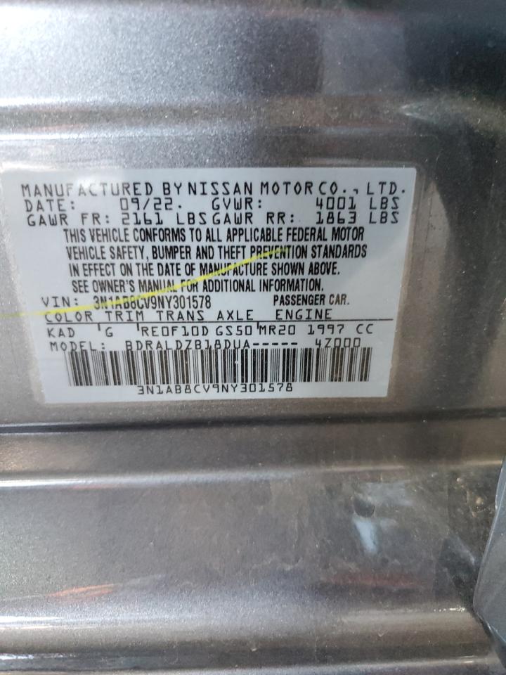 3N1AB8CV9NY301578 2022 Nissan Sentra Sv