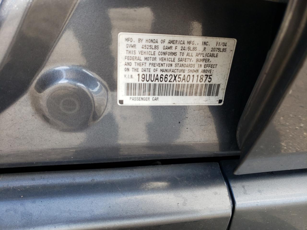 19UUA662X5A011875 2005 Acura Tl