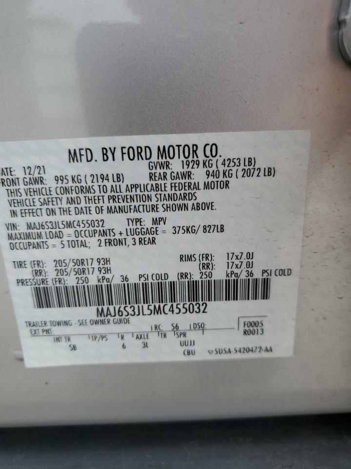 MAJ6S3JL5MC455032 2021 Ford Ecosport Ses