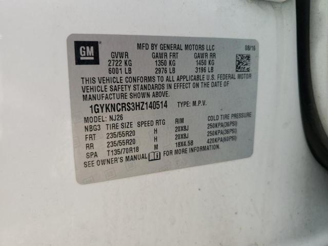 2017 Cadillac Xt5 Premium Luxury VIN: 1GYKNCRS3HZ140514 Lot: 58306144