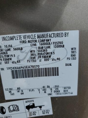 2005 Ford F450 Super Duty VIN: 1FDXX46P65EA78570 Lot: 57975584