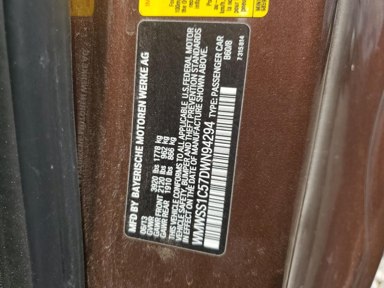 WMWSS1C57DWN94294 2013 Mini Cooper Paceman