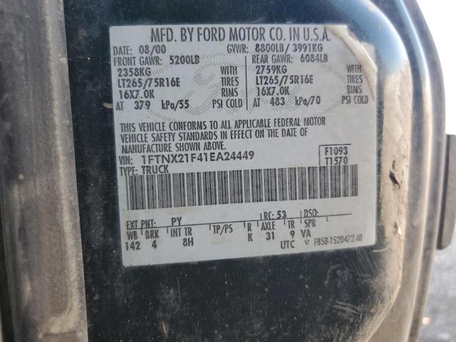 2001 Ford F250 Super Duty VIN: 1FTNX21F41EA24449 Lot: 59019804