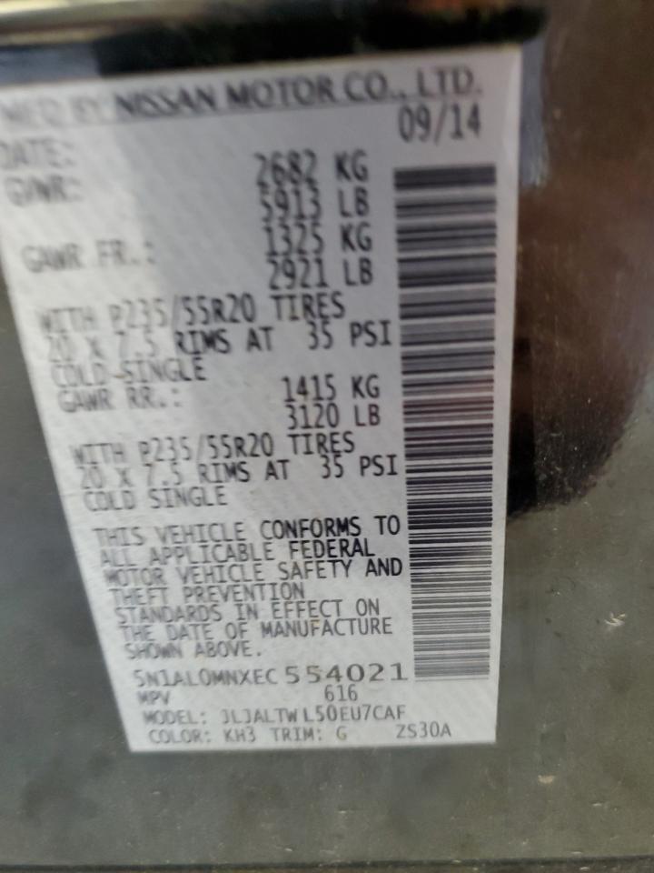 5N1AL0MNXEC554021 2014 Infiniti Qx60