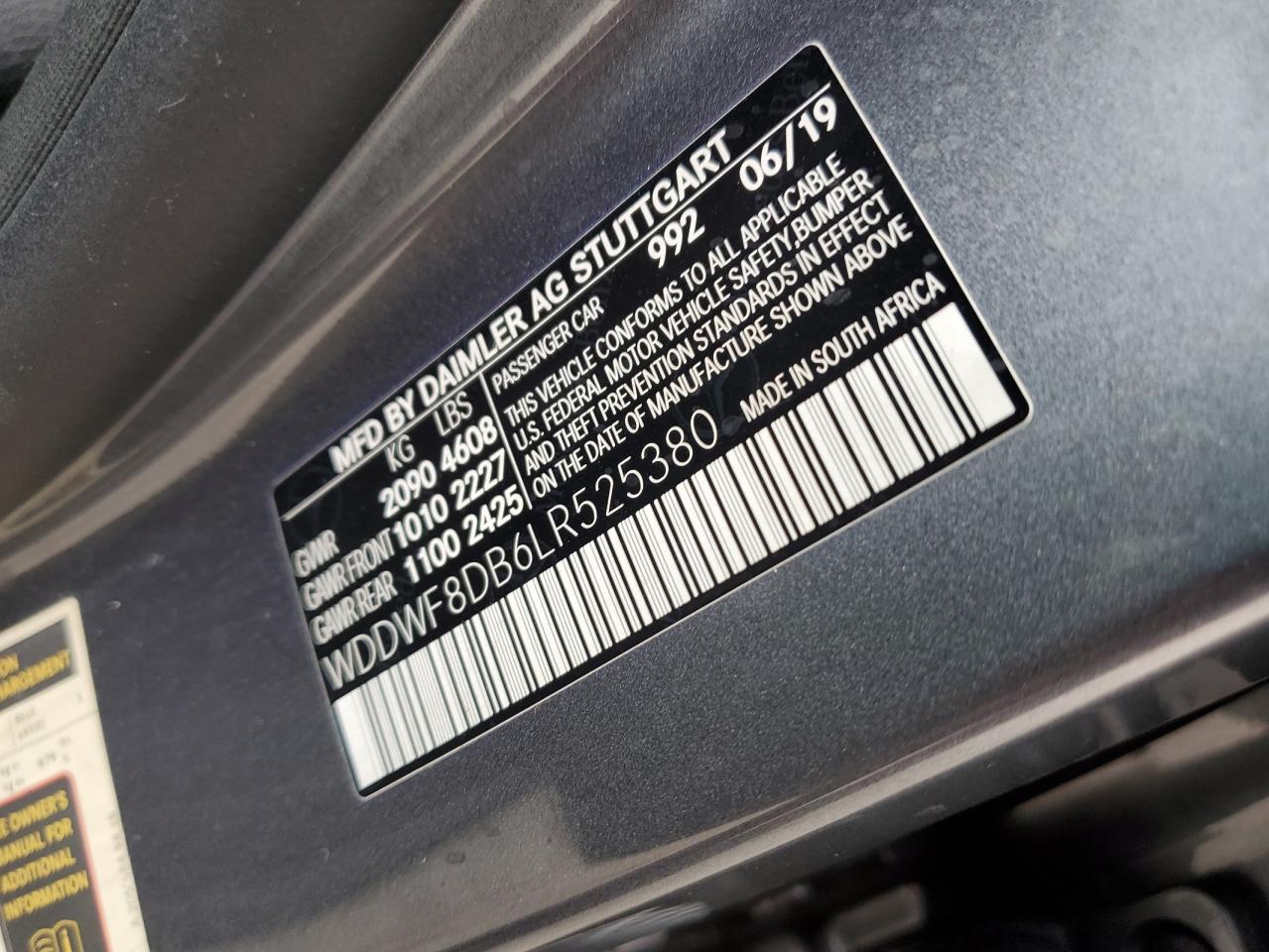 WDDWF8DB6LR525380 2020 Mercedes-Benz C 300