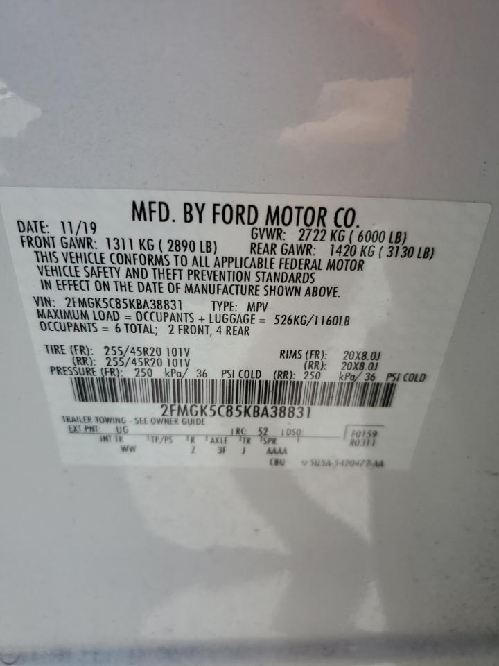 2FMGK5C85KBA38831 2019 Ford Flex Sel