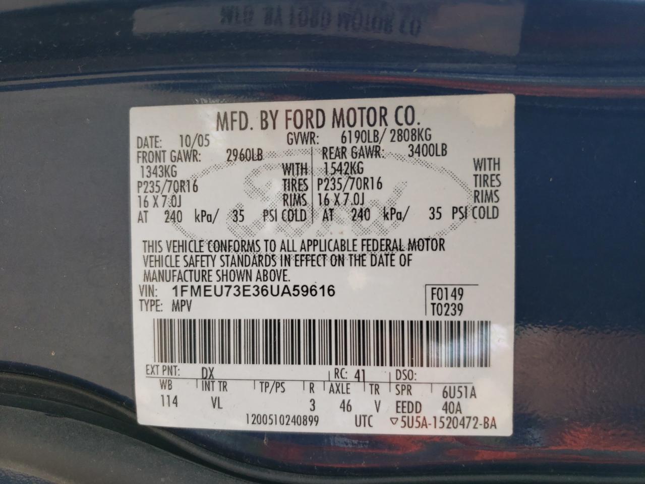 1FMEU73E36UA59616 2006 Ford Explorer Xlt