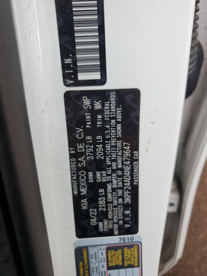 3KPF24AD4NE479647 2022 Kia Forte Fe