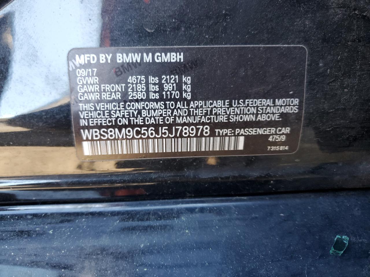 WBS8M9C56J5J78978 2018 BMW M3