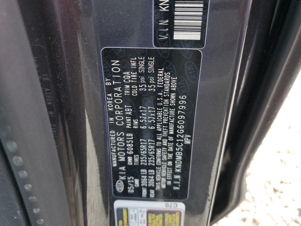 KNDMB5C12G6097996 2016 Kia Sedona Lx