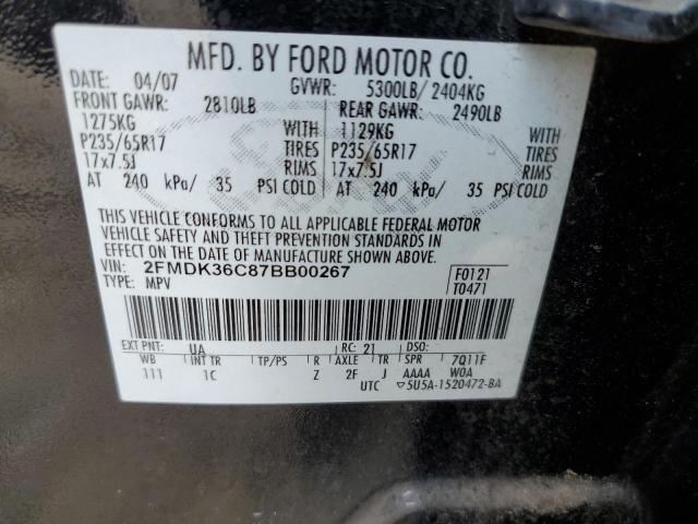 2007 Ford Edge Se VIN: 2FMDK36C87BB00267 Lot: 57976054